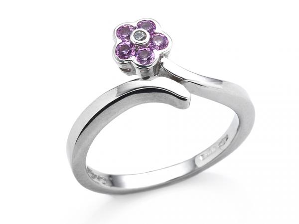 CF01696 - Anello Fiore Rosa in Oro Bianco 18 Kt